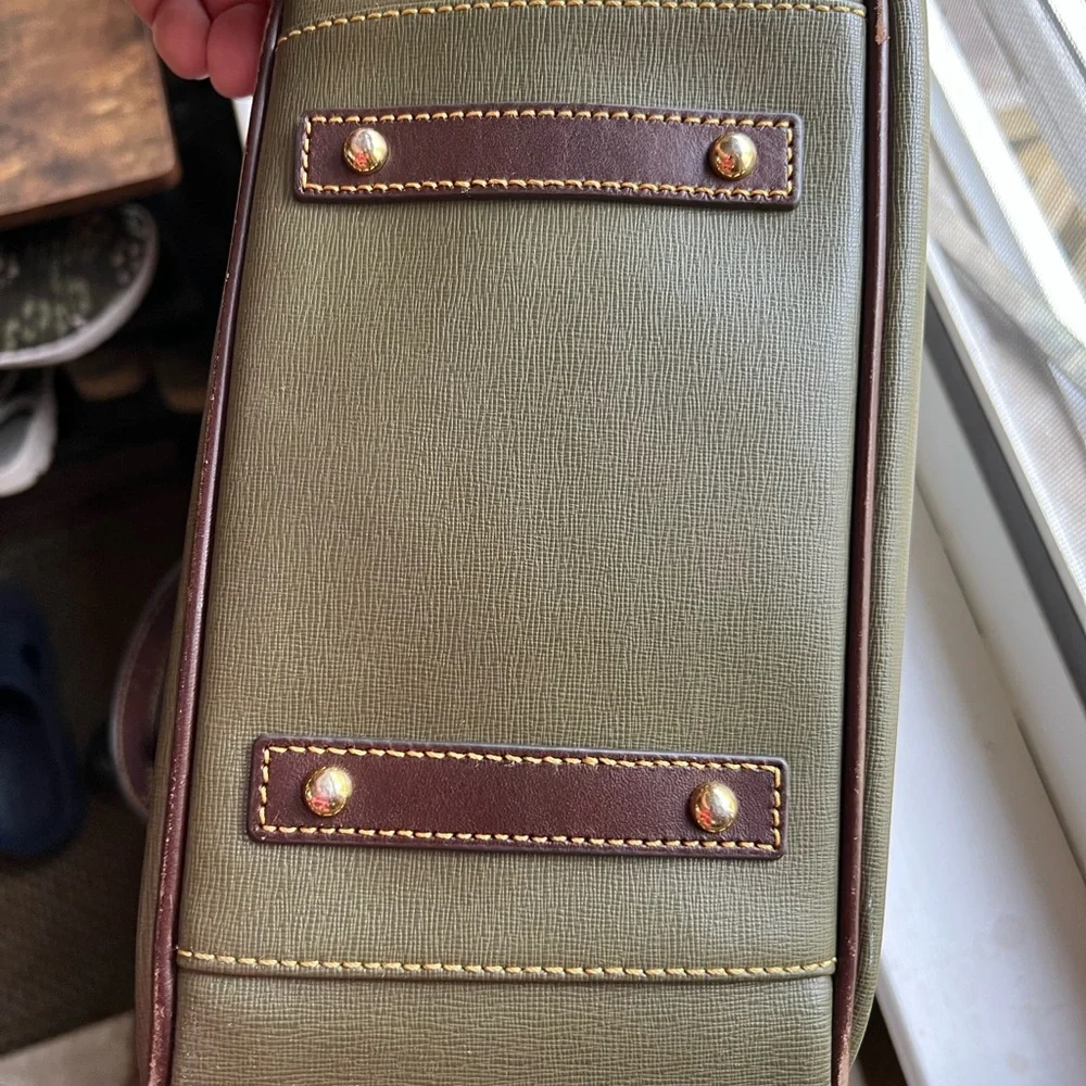 Dooney & Bourke Maddie Saffiano in Green and Brown - Picture 9 of 16
